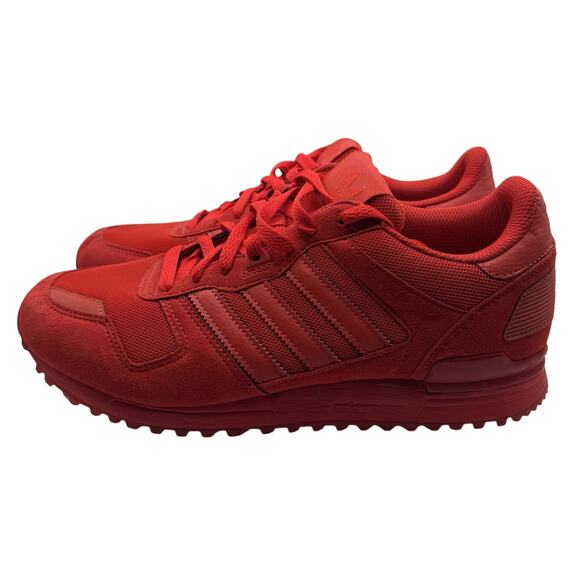 Adidas ZX 700 Men’s 10 Triple Red Retro Running Sneakers Mesh Suede - Picture 3 of 7